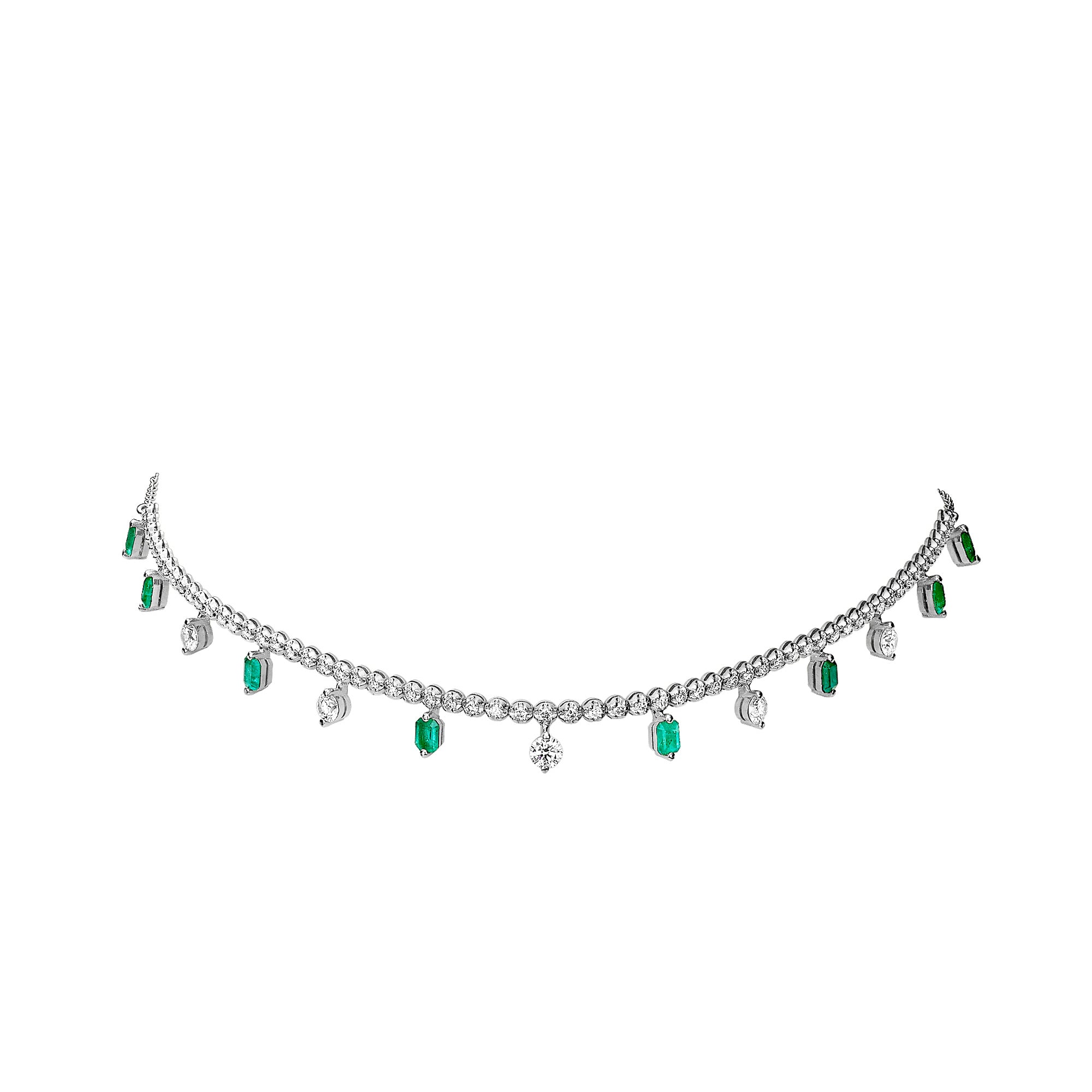 DIAMOND AND EMERALD GEM TENNIS CHOKER