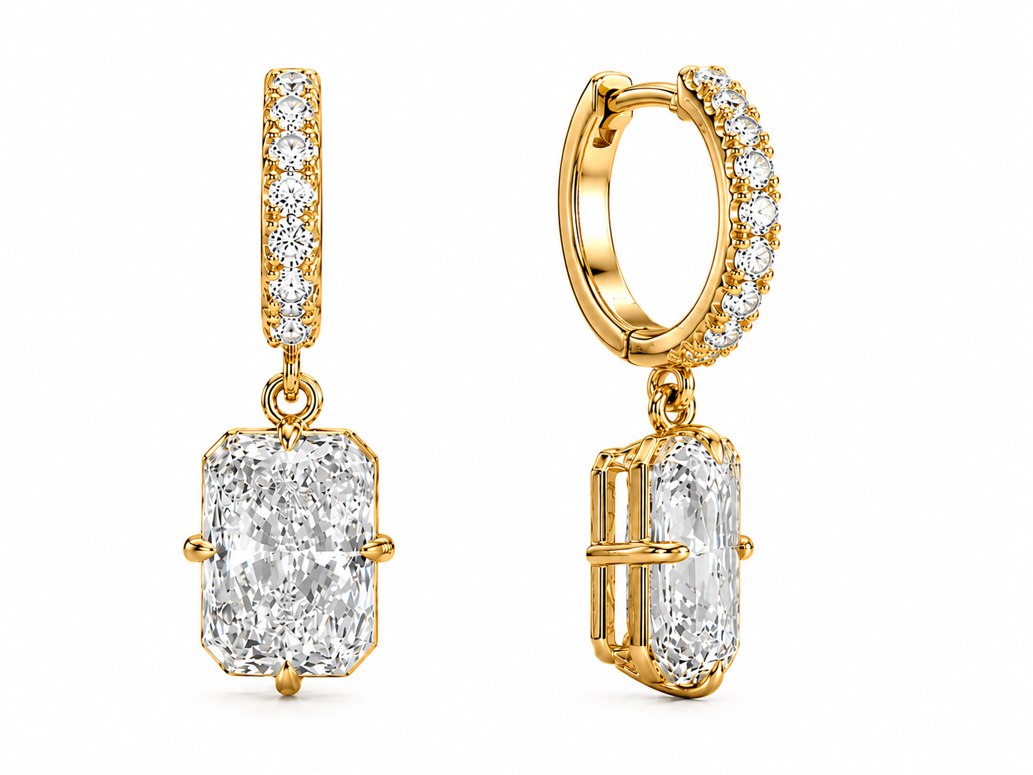 RADIANT CUT DIAMOND DROP HUGGIES