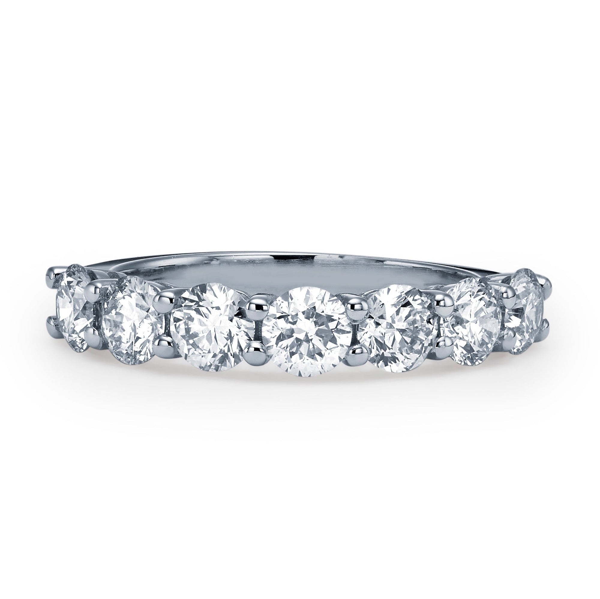 2.1CTS ROUND DIAMOND HALFWAY RING - SEVEN DIAMONDS 0.3CT EACH - White Gold