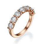 2.1CTS ROUND DIAMOND HALFWAY RING - SEVEN DIAMONDS 0.3CT EACH - Rose Gold
