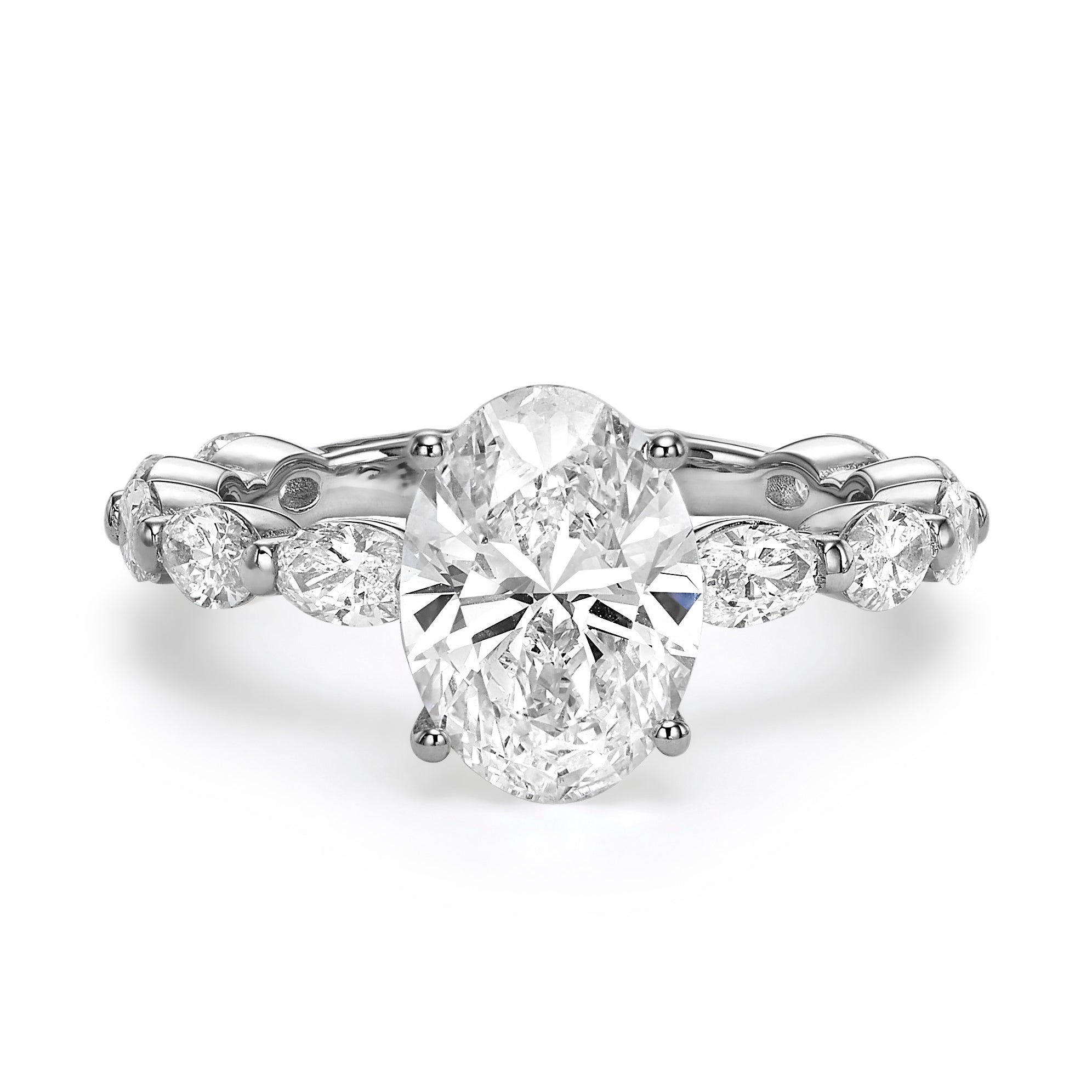 2CT OVAL WITH MARQUIS SIDE WAY ENGAGEMENT RING