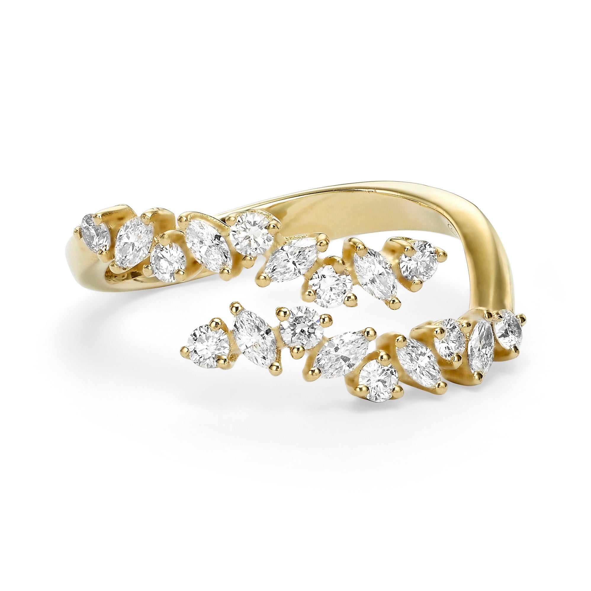 TWO ROW ROUND AND MARQUISE DIAMOND RING