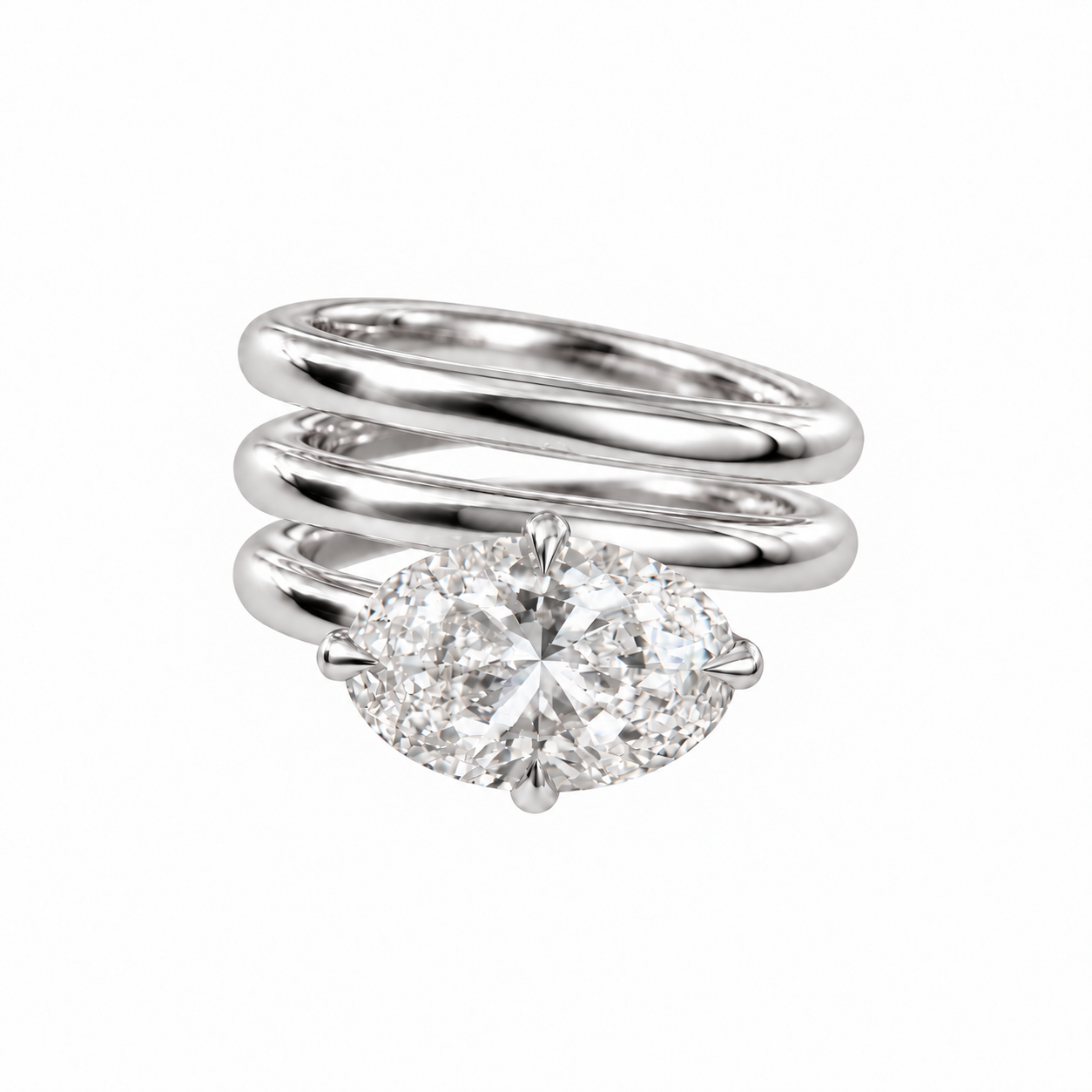 2CT OVAL SPIRAL DIAMOND RING