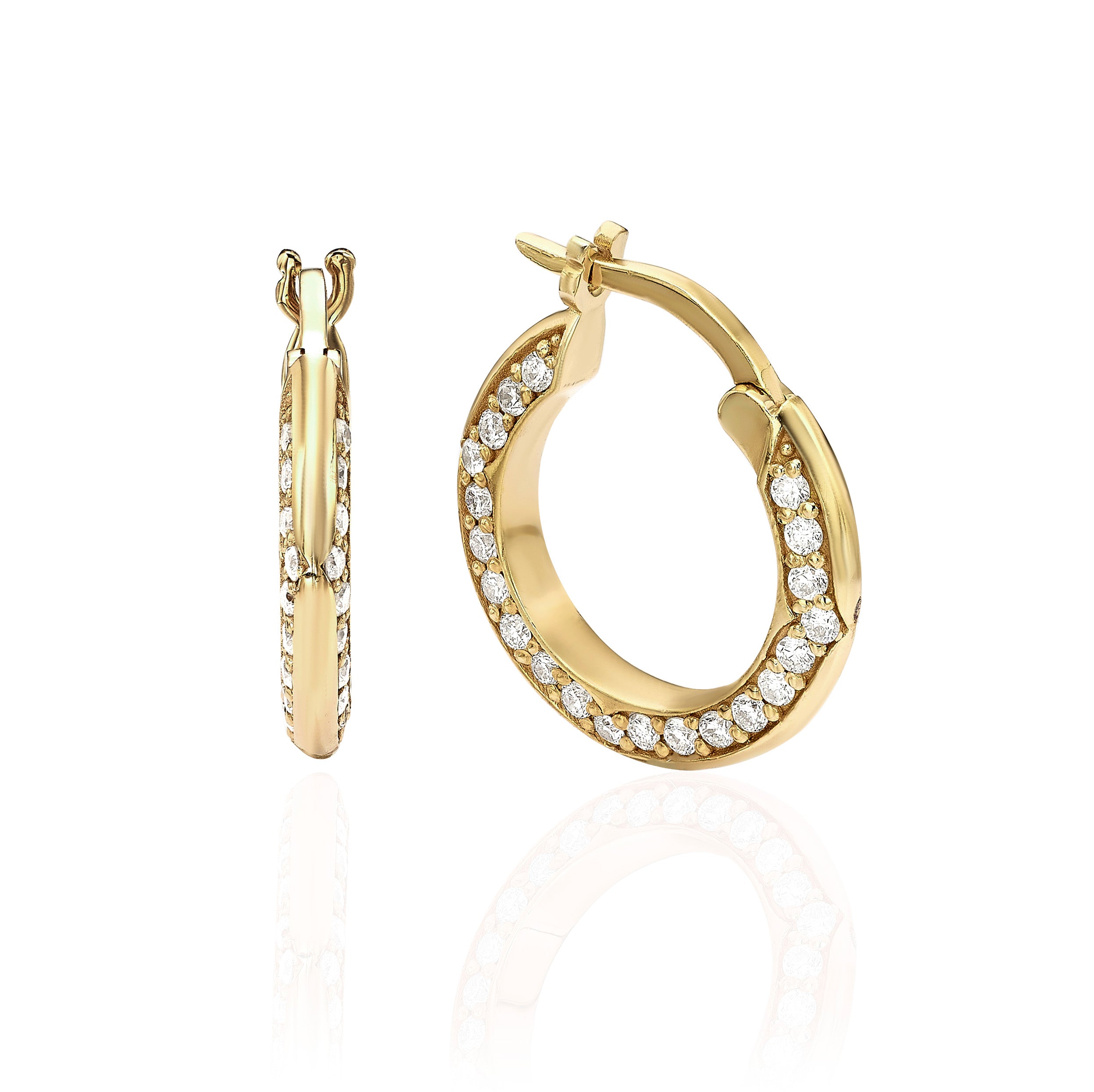 PAVE DIAMOND ON GOLDI  HUGGIES