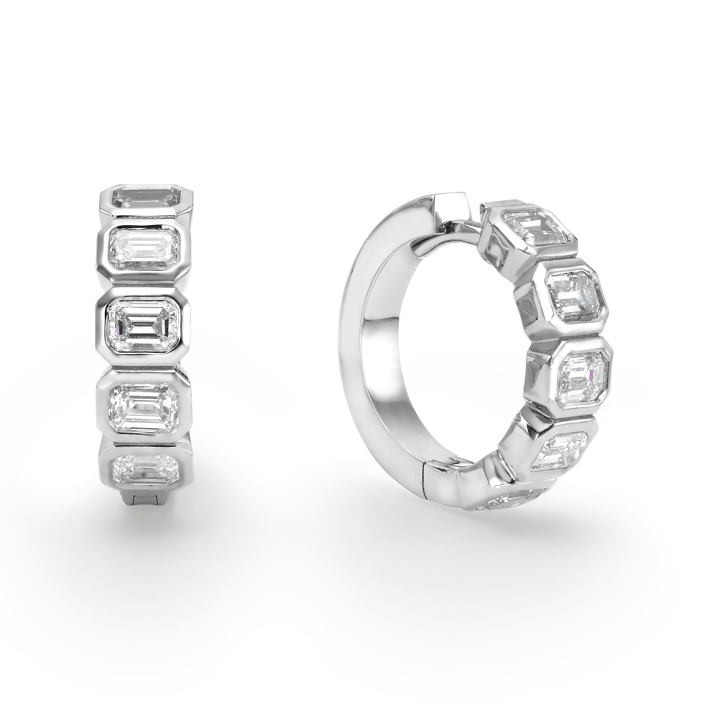 BEZEL EMERALD DIAMOND HUGGIES