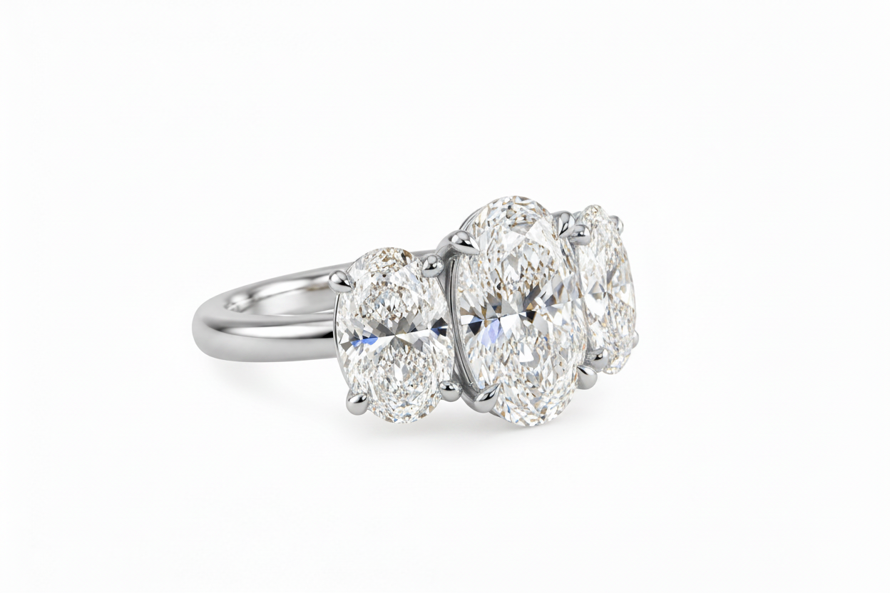 OVAL TRILOGY ENGAGEMENT RING