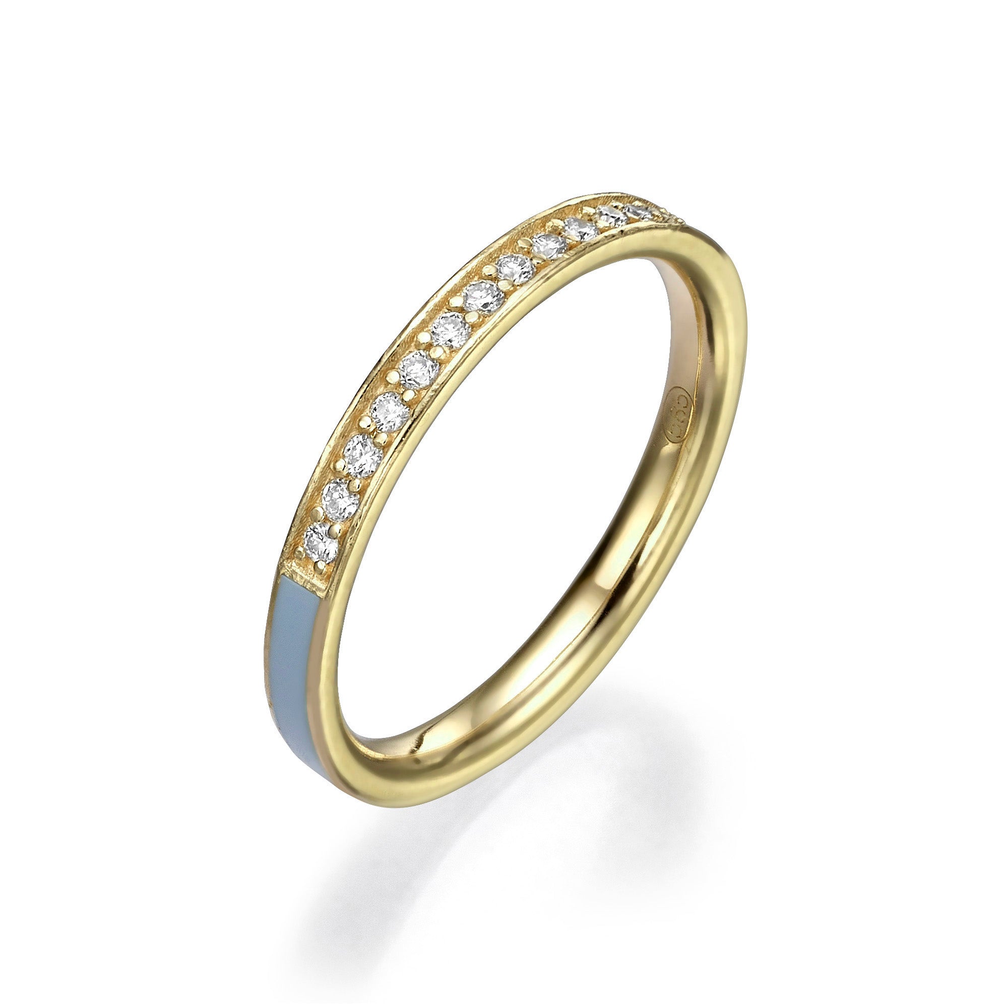 BLUE ENAMEL AND DIAMOND RING