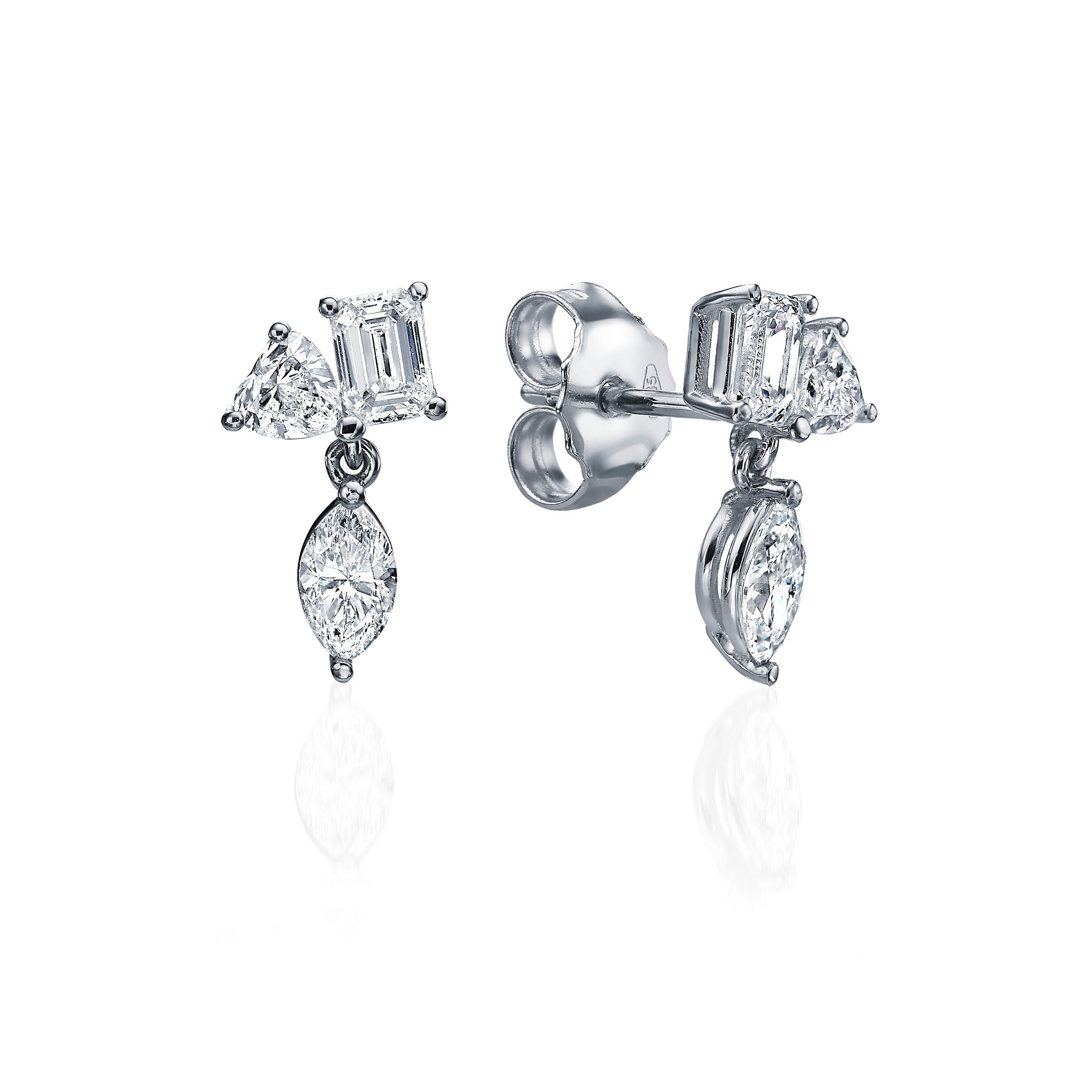 עגיל טריו לב אמרלד מרקיזה