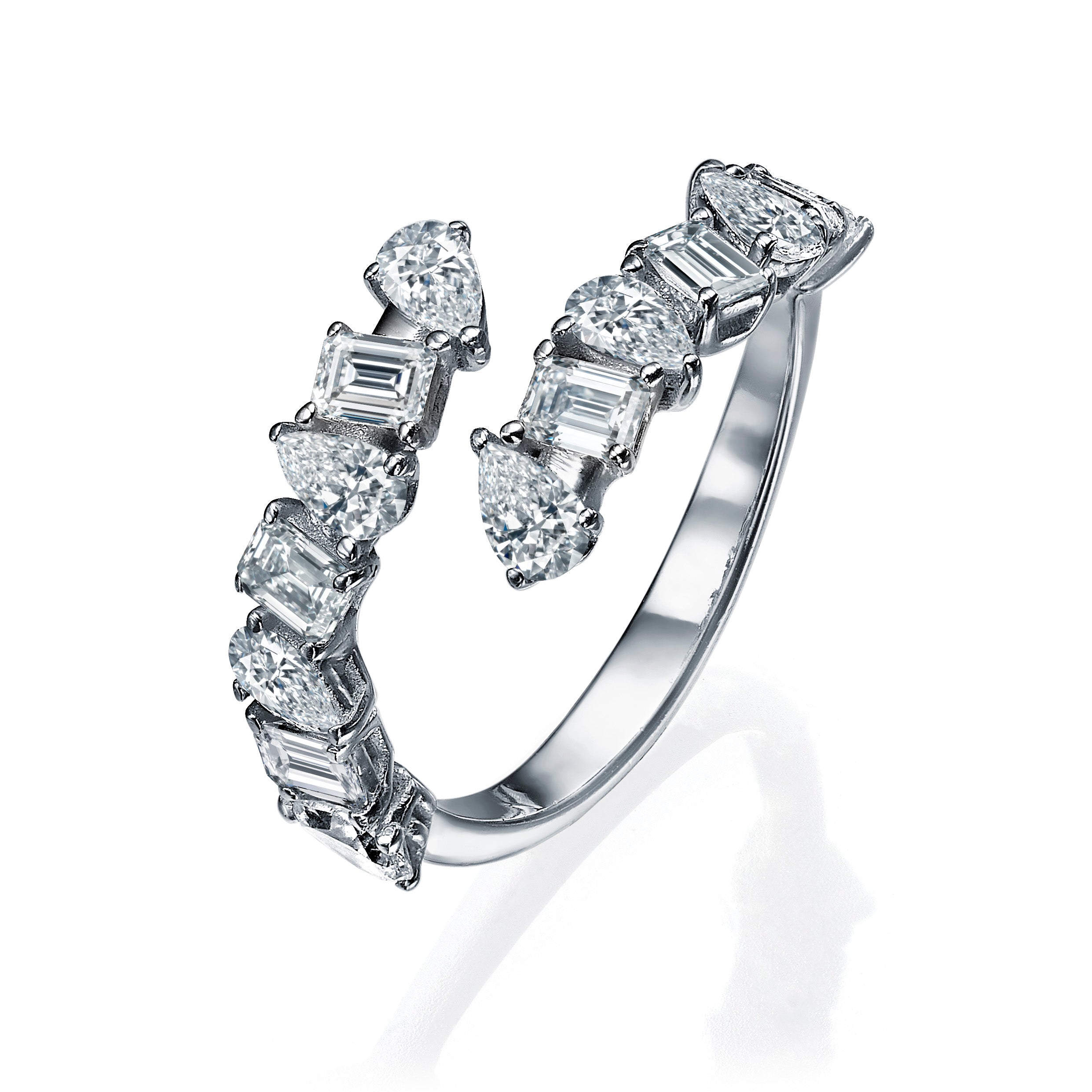 TWO ROW FANCY SHAPE DIAMOND RING