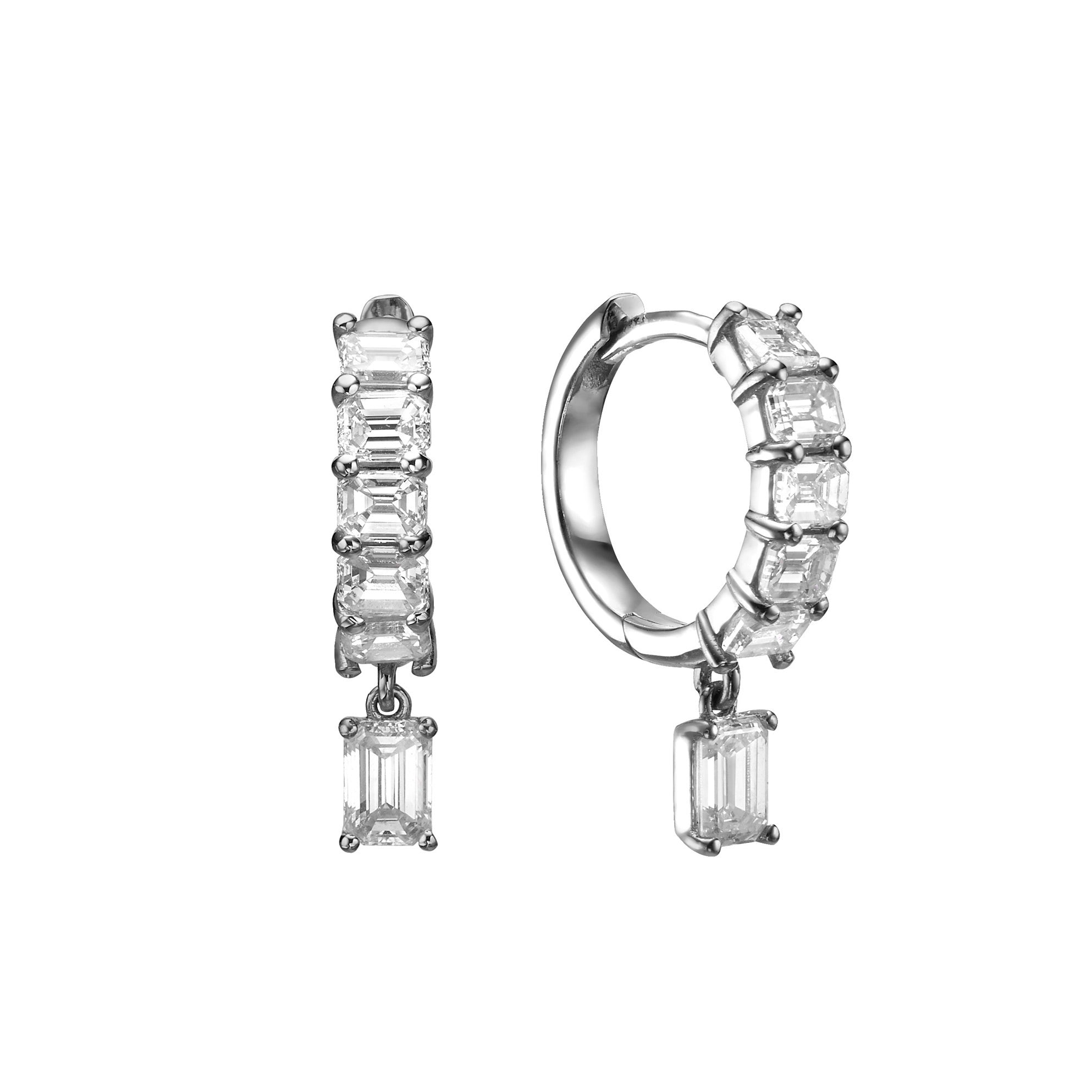 EMERALD DIAMOND HUGGIES WITH EMERALD DIAMOND DROP