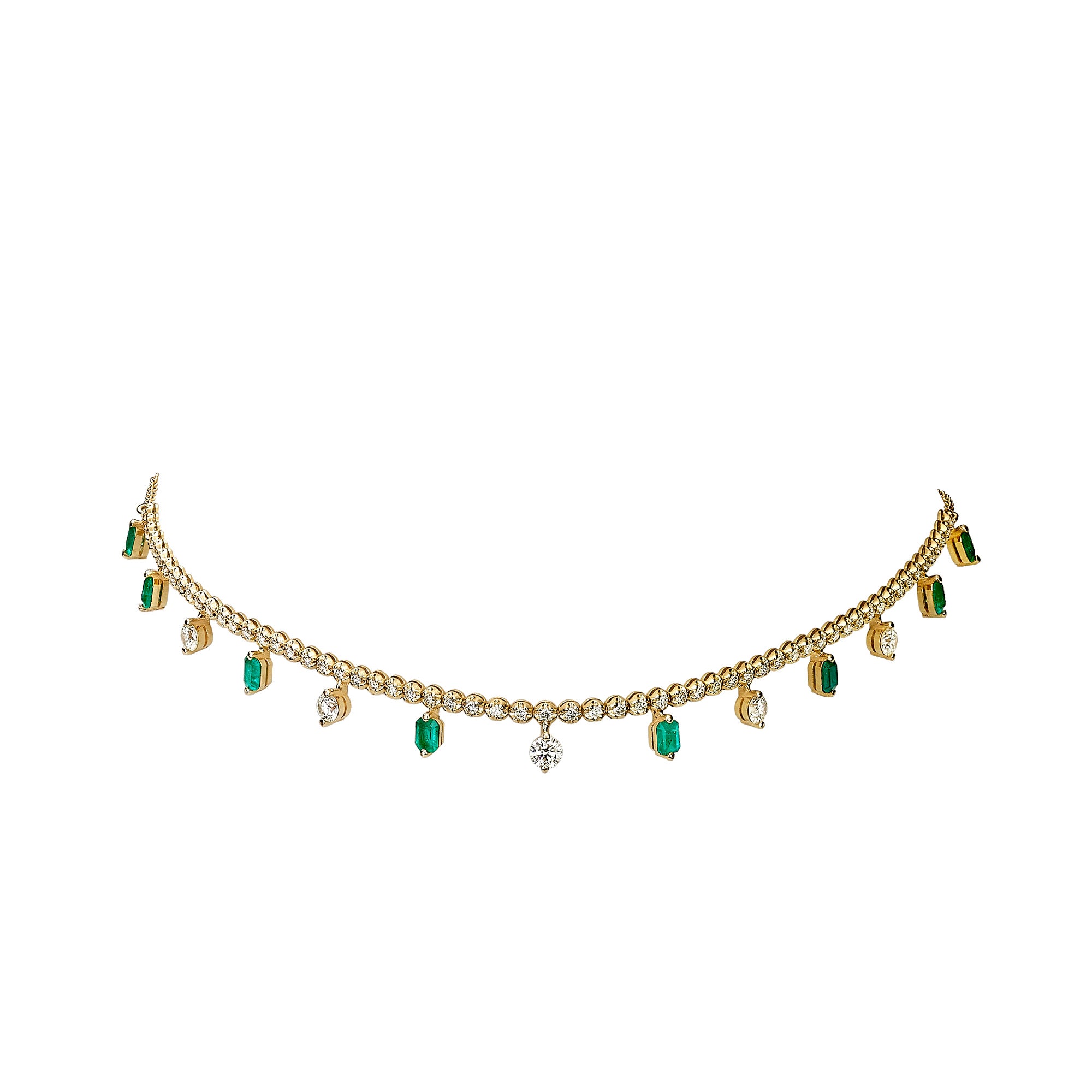 DIAMOND AND EMERALD GEM TENNIS CHOKER