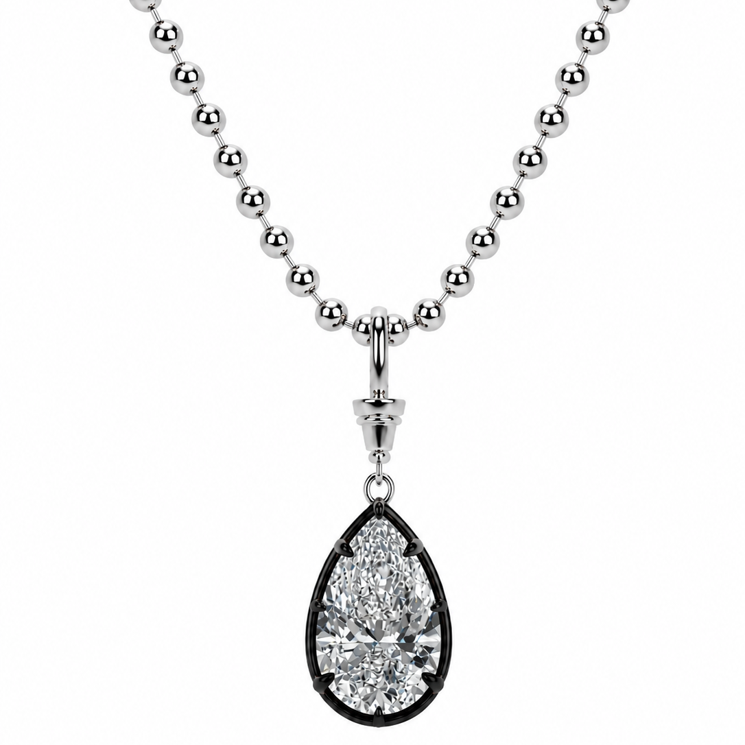 MIDNIGHT LARGE BALL GOLD NECKLACE 7 CARAT LAP DIAMOND DROP