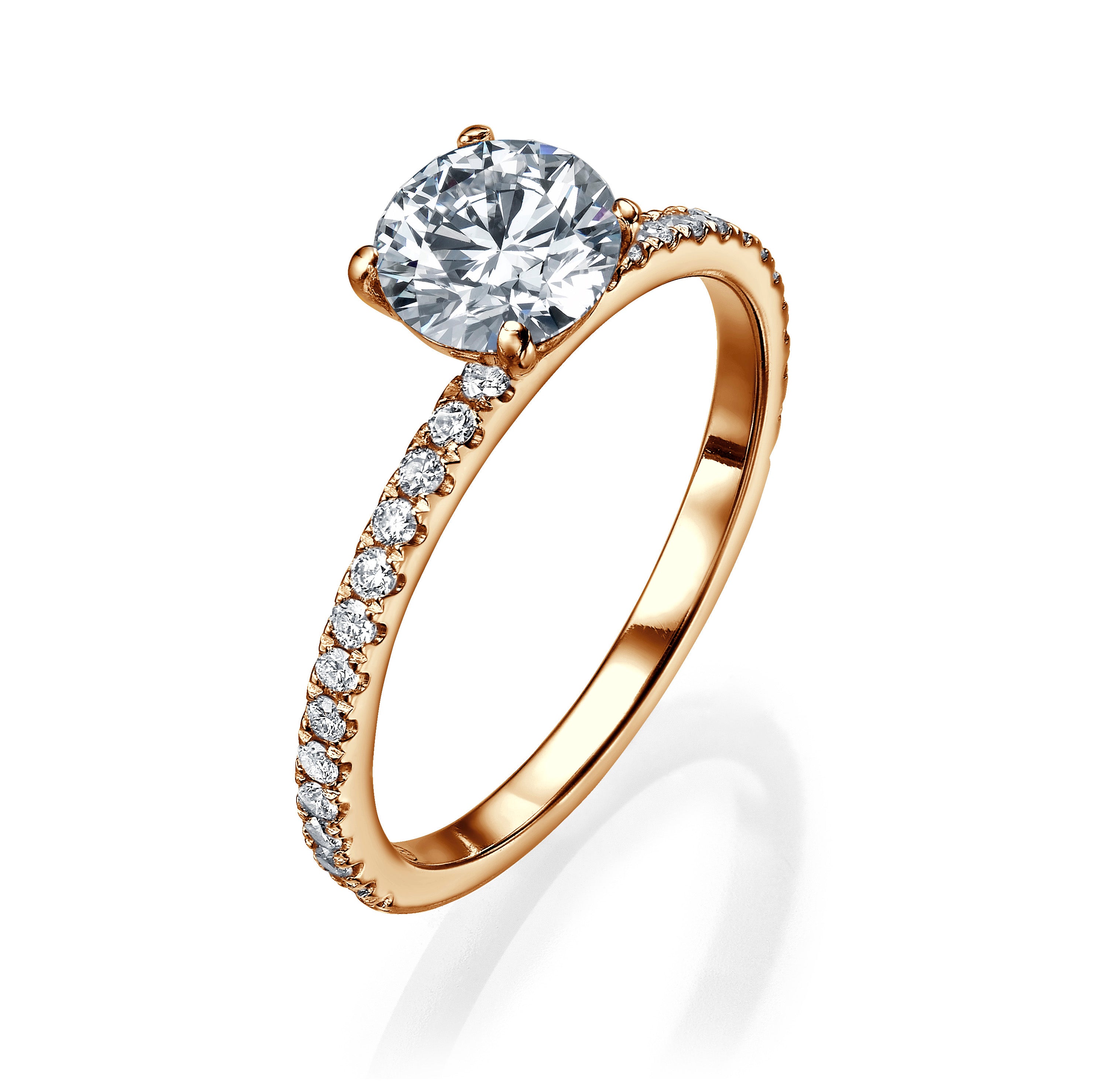 1CT ROUND BRILLIANT DIAMOND PAVE ENGAGEMENT RING