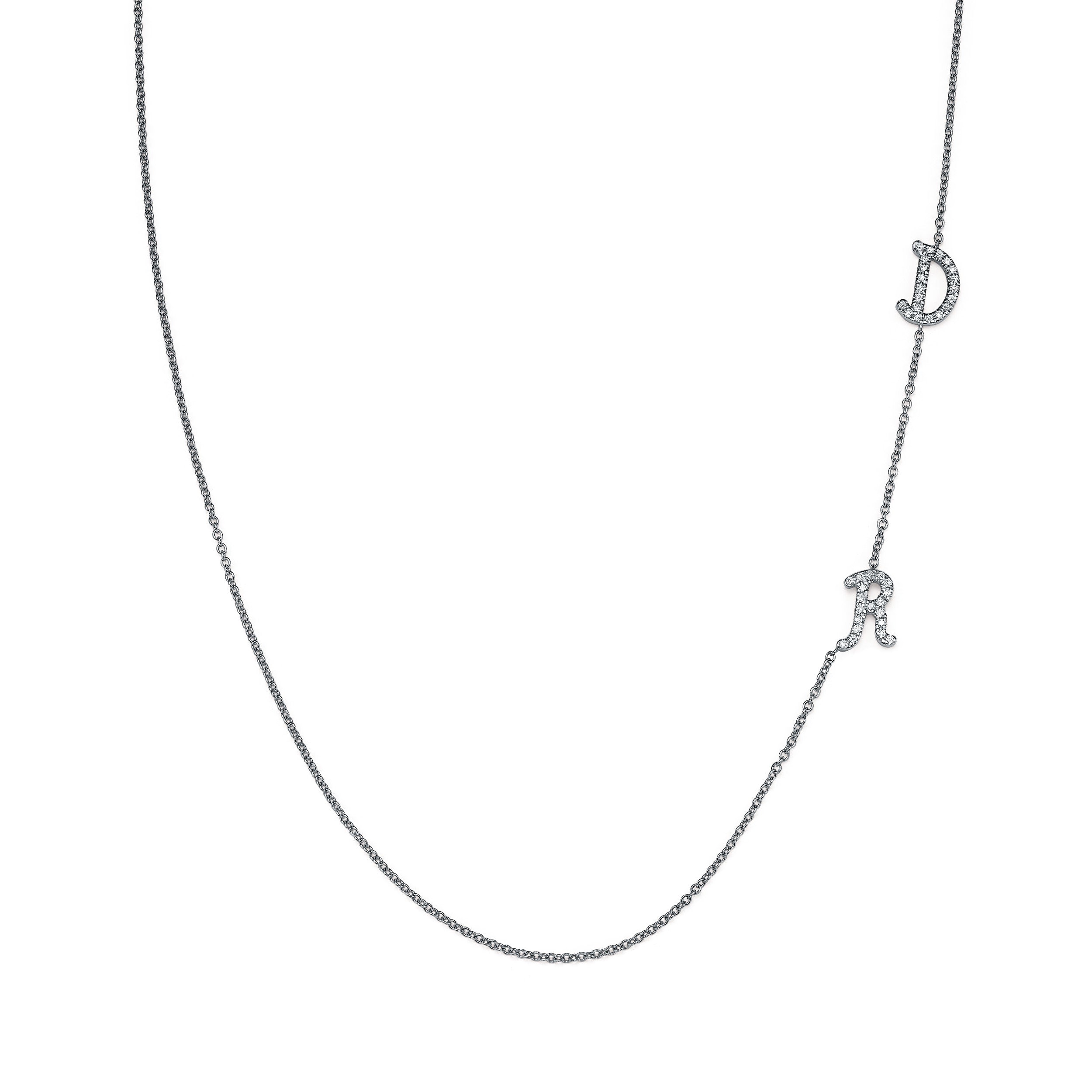 DOUBLE DIAMOND INITIAL NECKLACE