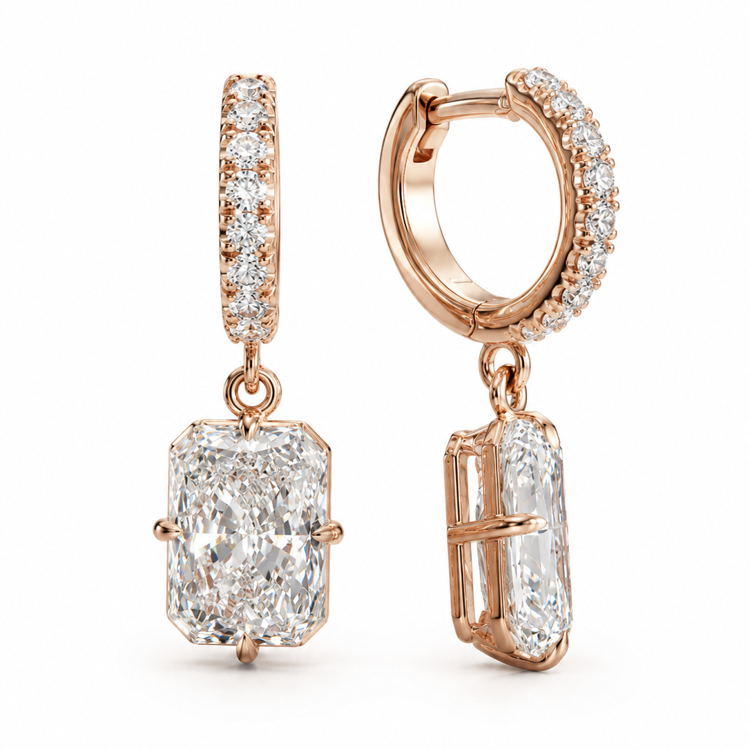 RADIANT CUT DIAMOND DROP HUGGIES