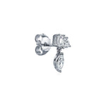 EMERALD HEART AND MARQUISE TRIO DIAMOND EARRINGS - White Gold - Single earring