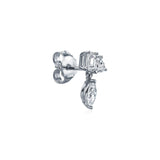 EMERALD HEART AND MARQUISE TRIO DIAMOND EARRINGS - White Gold - Single earring