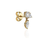 EMERALD HEART AND MARQUISE TRIO DIAMOND EARRINGS - Yellow Gold - Single earring