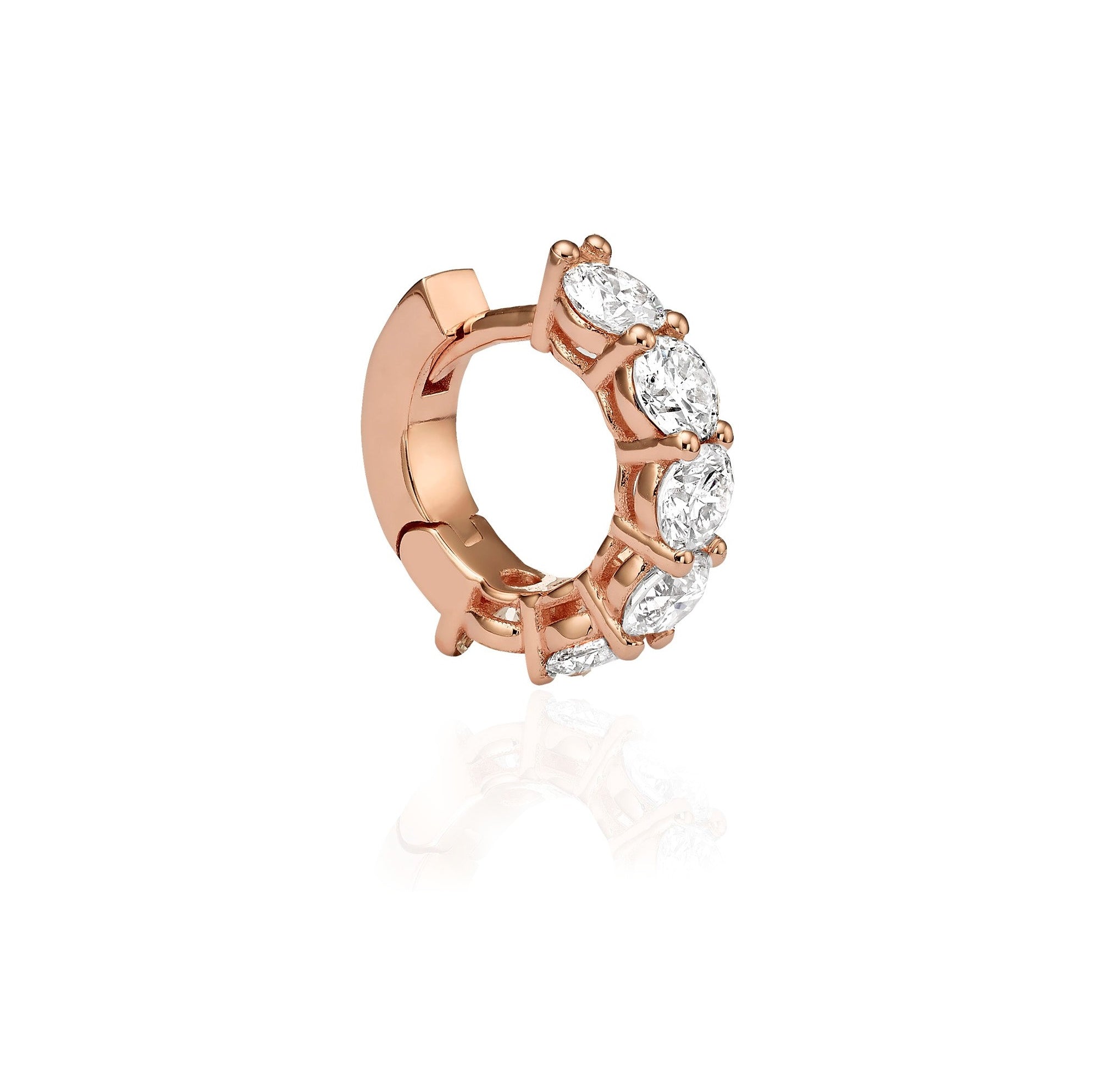 MINI DIAMETER BIG DIAMOND HUGGIES - Rose Gold - Single earring