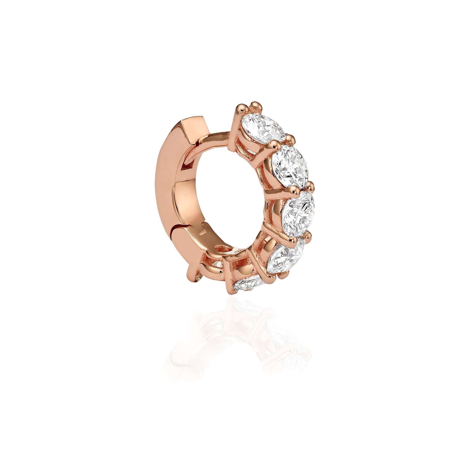 MINI DIAMETER BIG DIAMOND HUGGIES - Rose Gold - Single earring