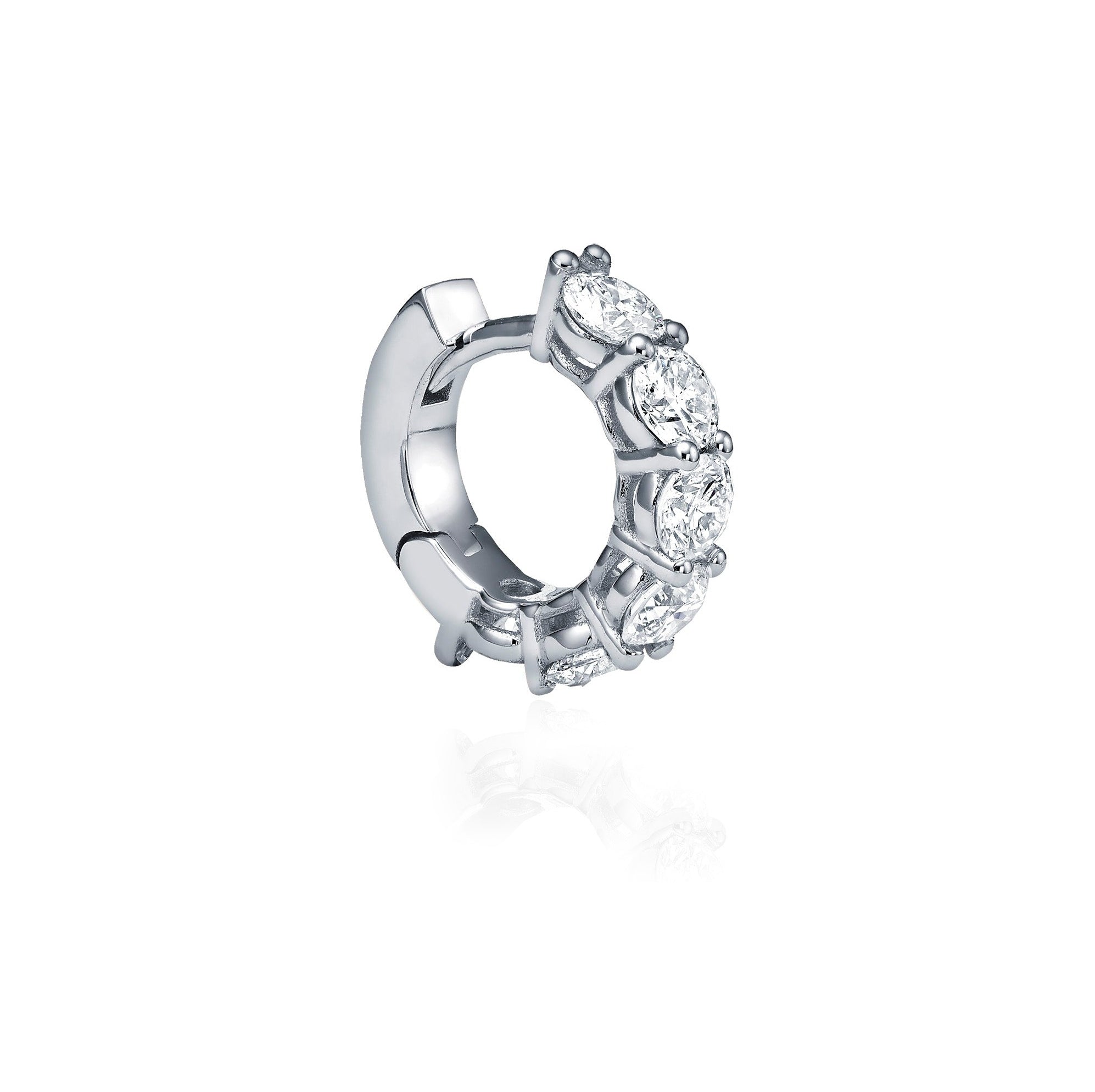 MINI DIAMETER BIG DIAMOND HUGGIES - White Gold - Single earring