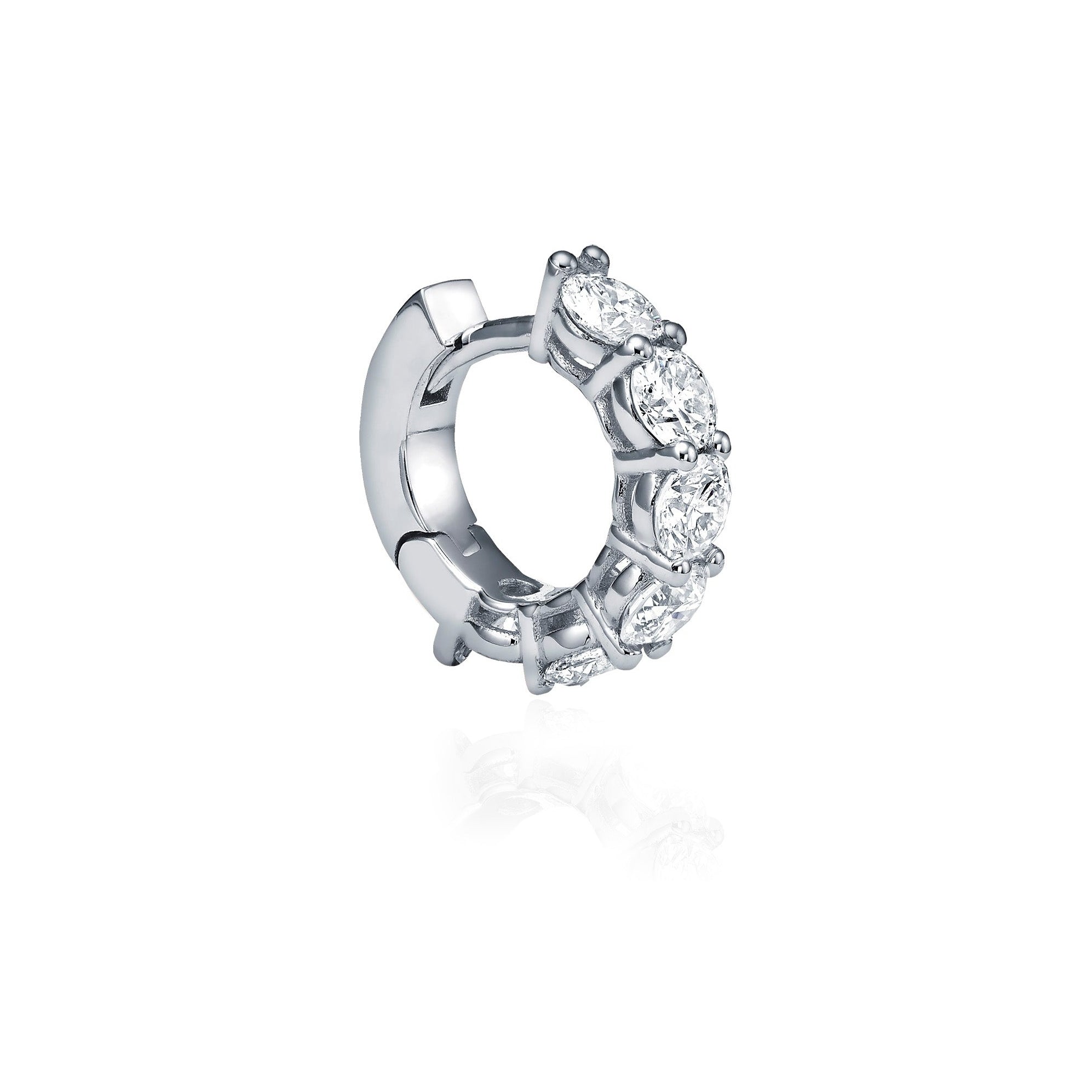 MINI DIAMETER BIG DIAMOND HUGGIES - White Gold - Single earring