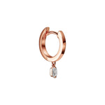 HUGGIES WITH EMERALD DIAMOND DROPS - Rose Gold - Single earring