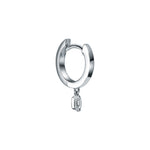 HUGGIES WITH EMERALD DIAMOND DROPS - White Gold - Single earring