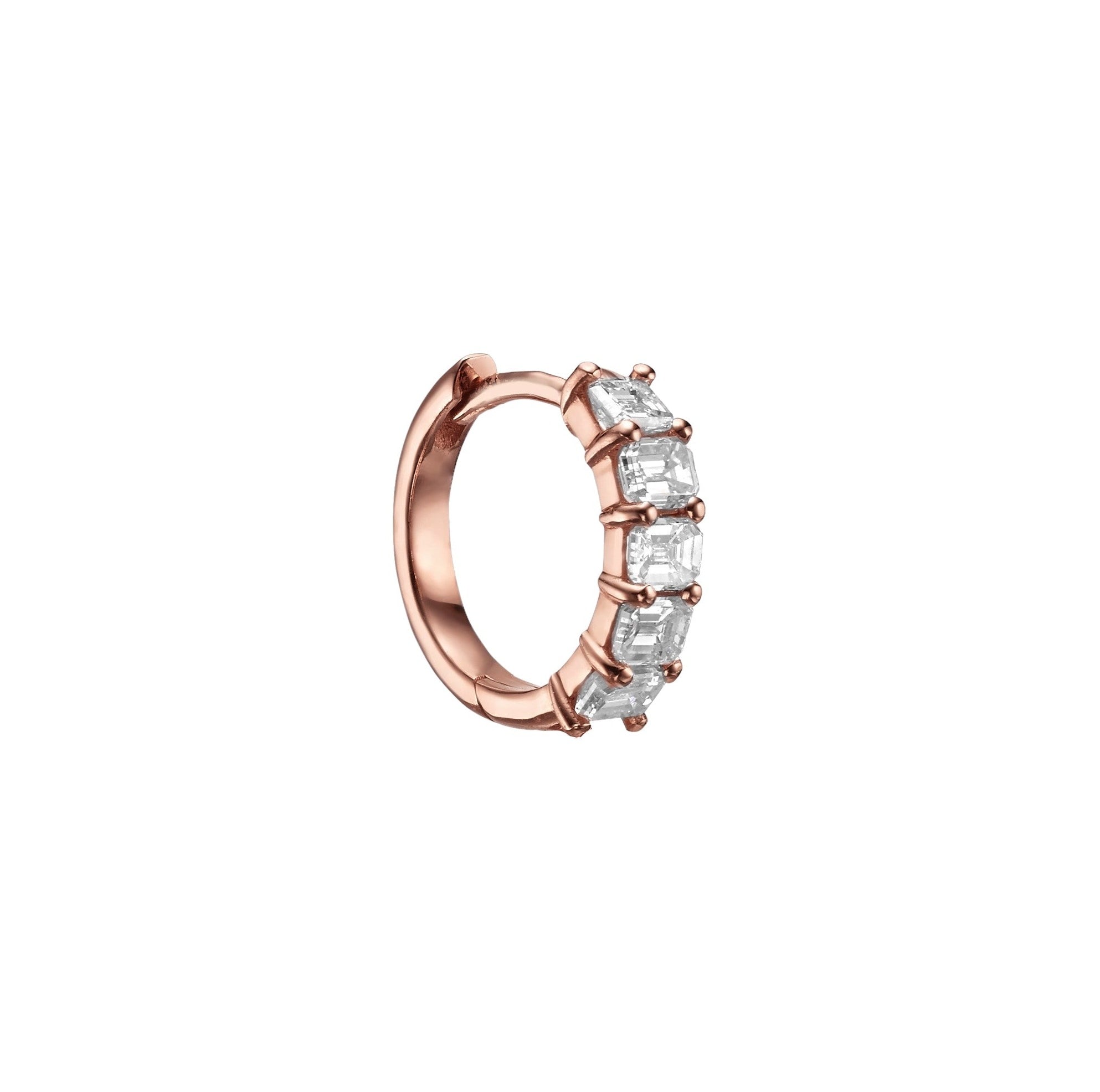 EMERALD DIAMOND HUGGIES - Rose Gold - Single earring