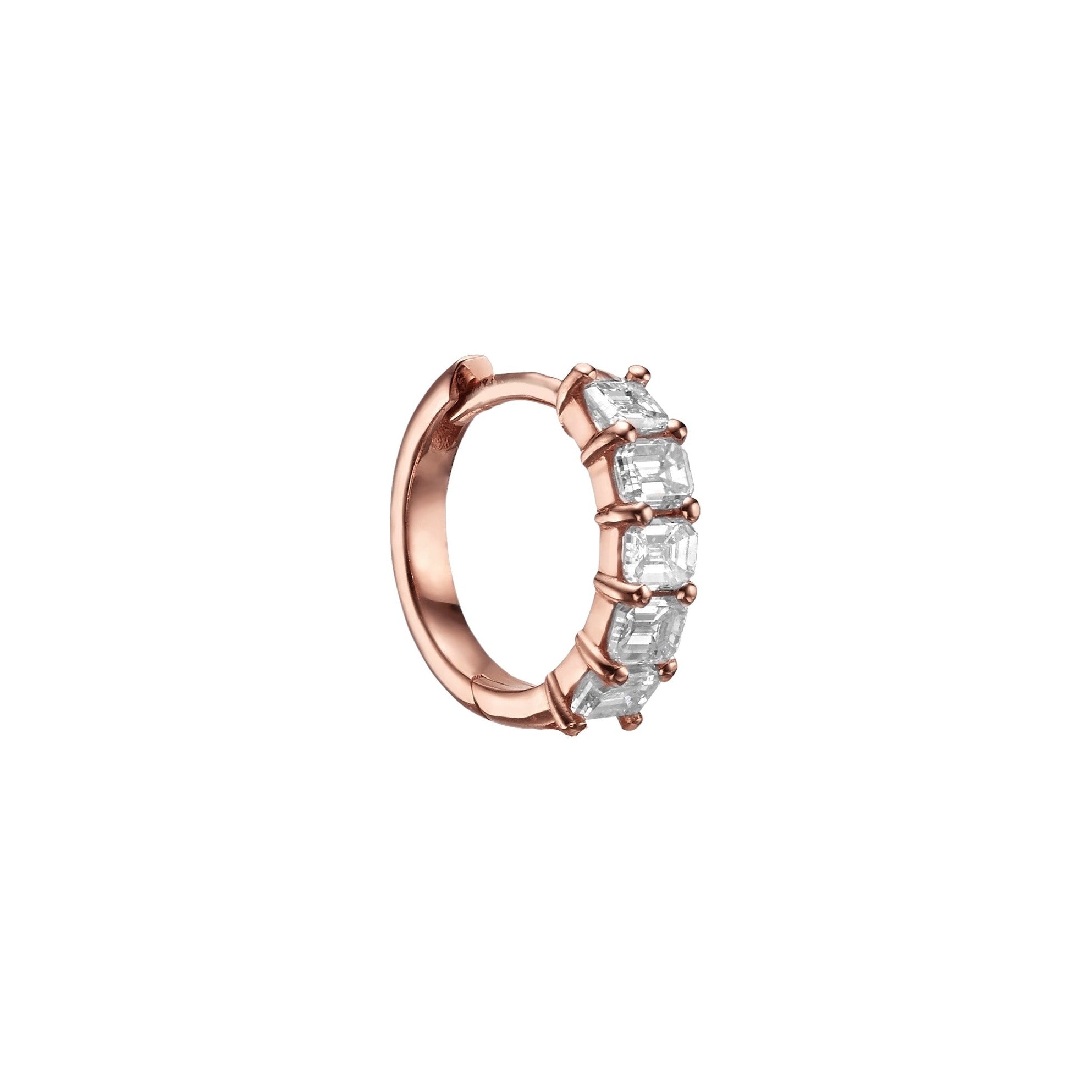 EMERALD DIAMOND HUGGIES - Rose Gold - Single earring
