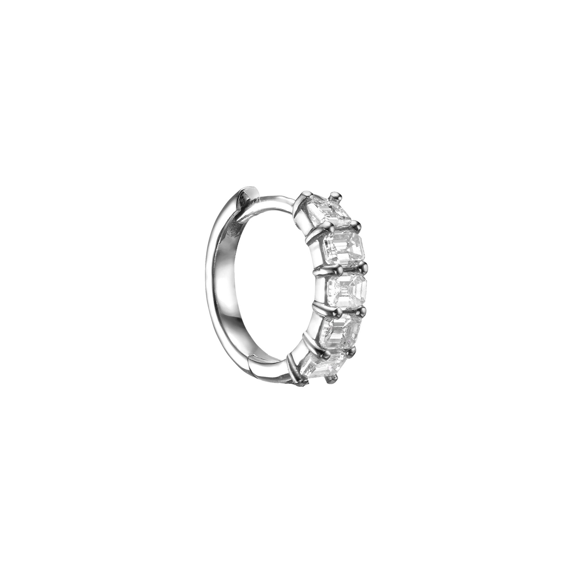 EMERALD DIAMOND HUGGIES - White Gold - Single earring