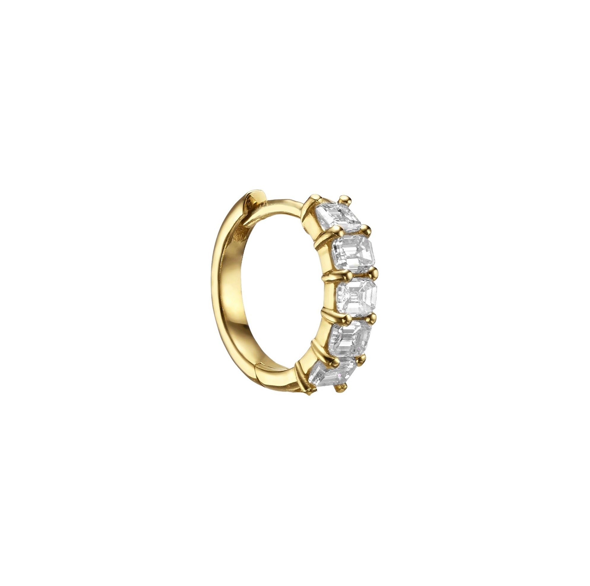 EMERALD DIAMOND HUGGIES - Yellow Gold - Single earring