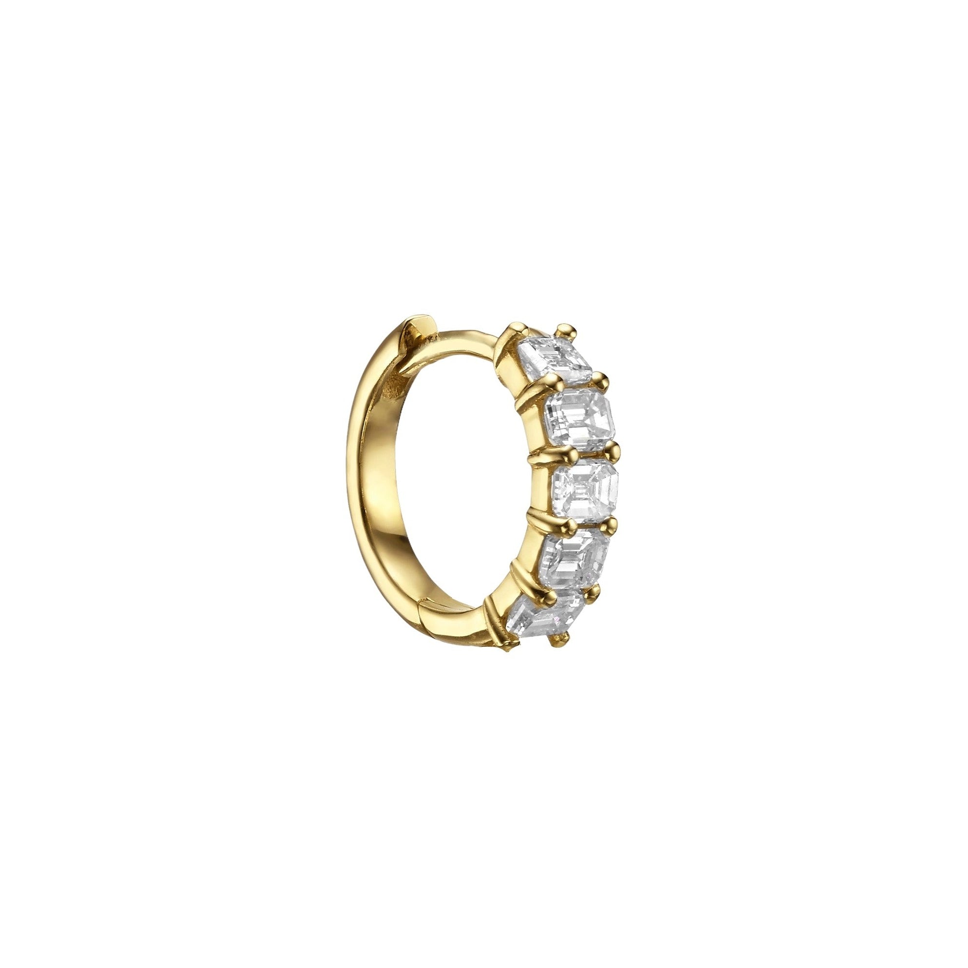 EMERALD DIAMOND HUGGIES - Yellow Gold - Single earring