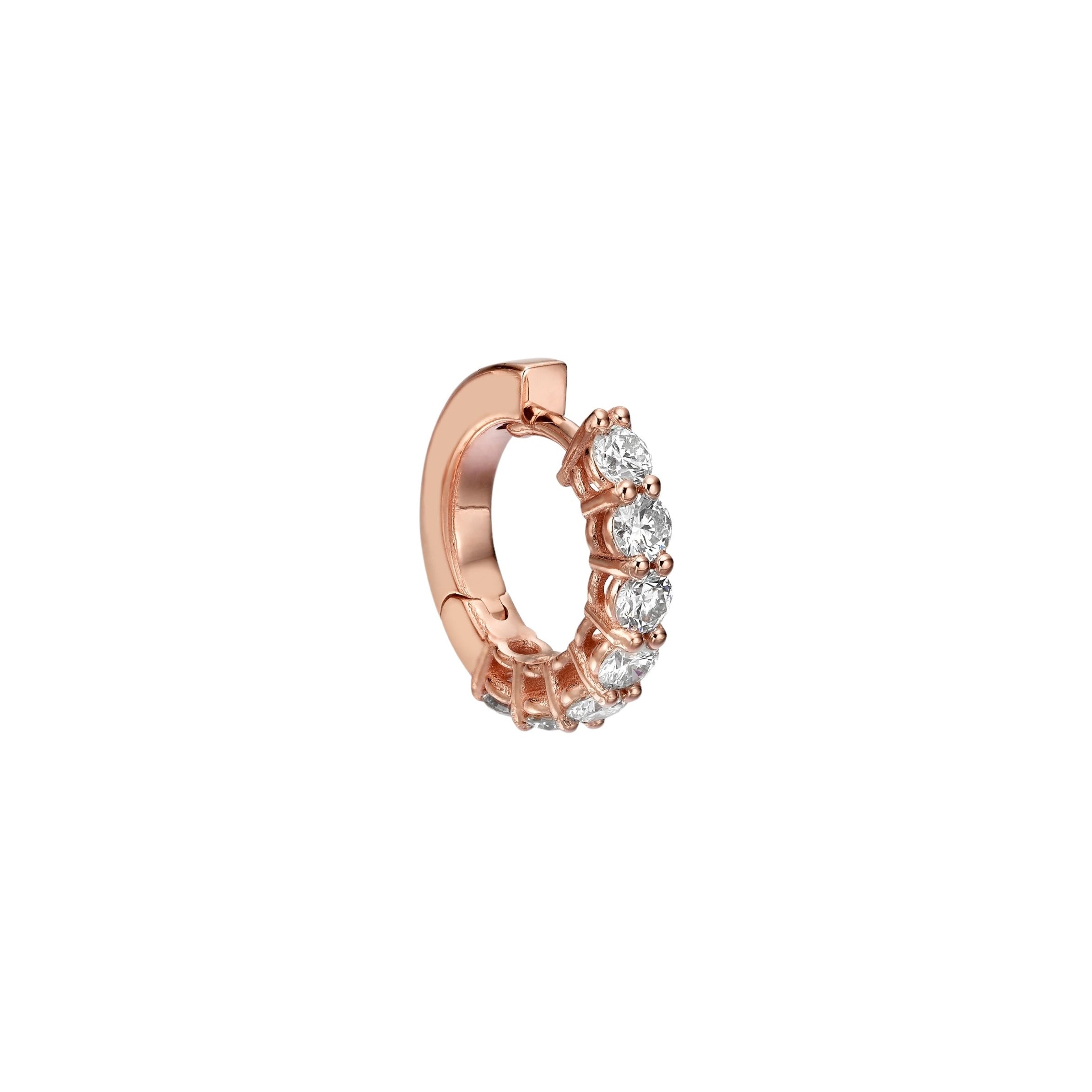 MINI CLASSIC DIAMOND HUGGIES - Rose Gold - Single earring