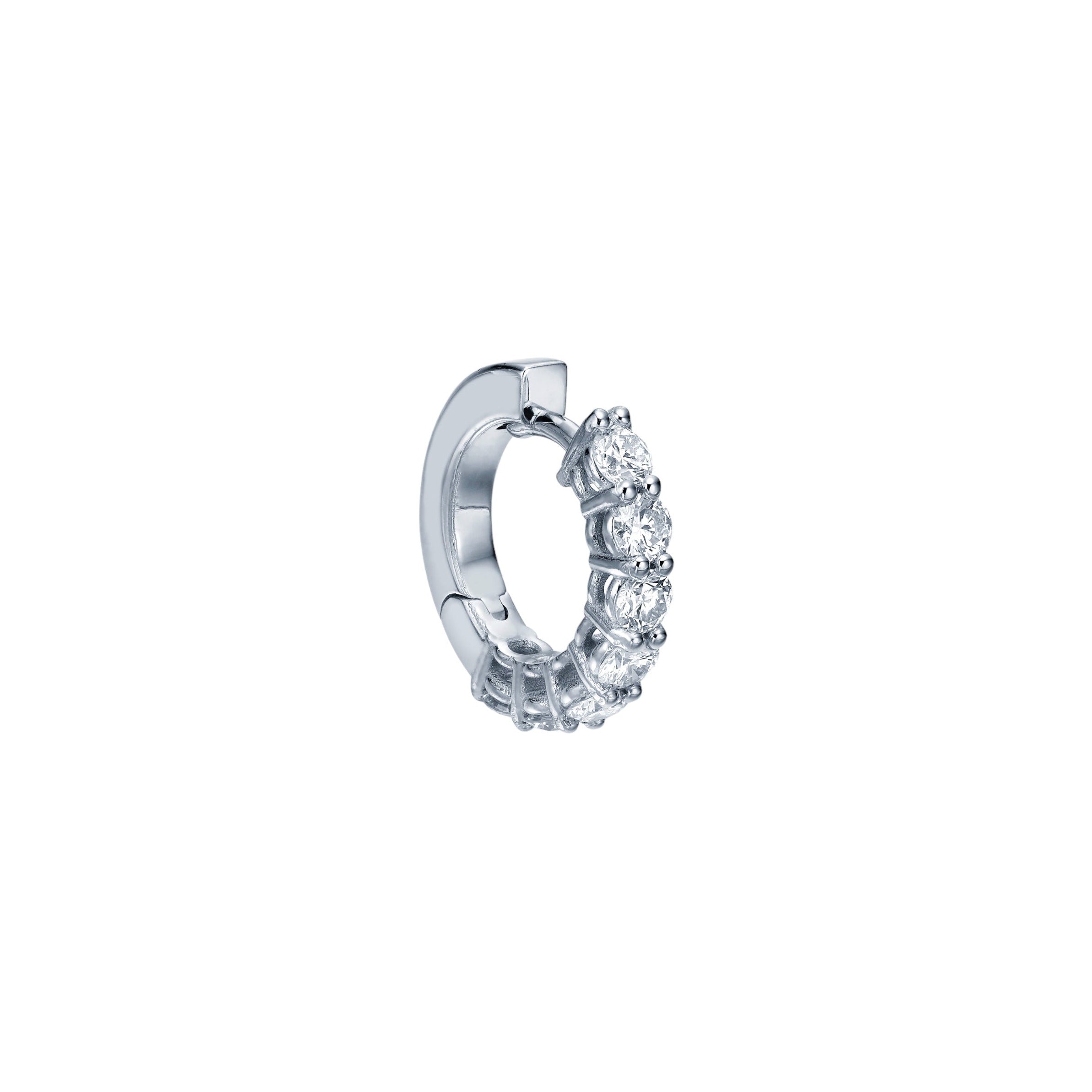MINI CLASSIC DIAMOND HUGGIES - White Gold - Single earring