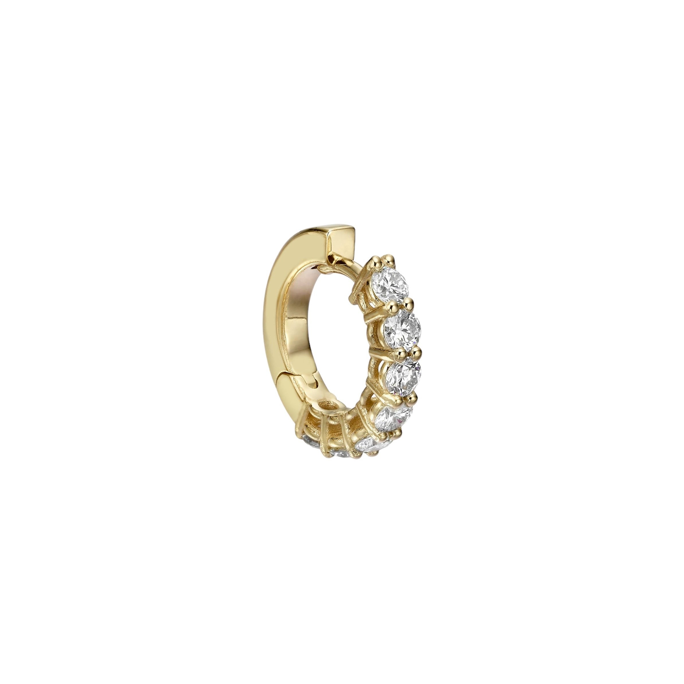 MINI CLASSIC DIAMOND HUGGIES - Yellow Gold - Single earring