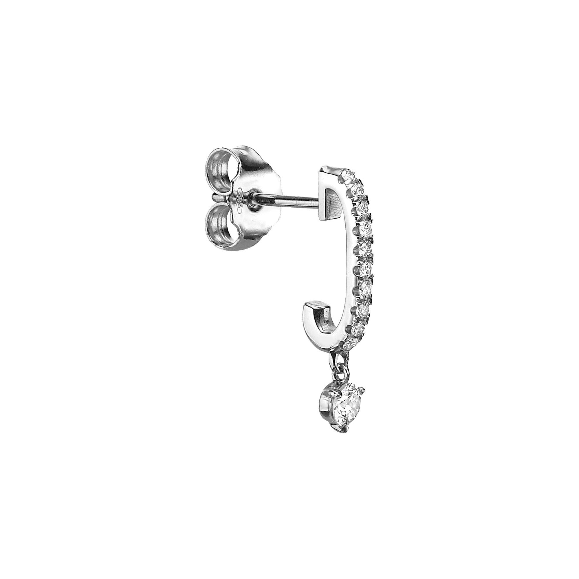 DIAMOND LINE WITH DIAMOND DROP - White Gold - Single earring