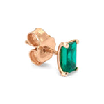 EMERALD GEMSTONE STUD - Rose Gold - Single earring