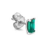 EMERALD GEMSTONE STUD - White Gold - Single earring