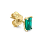 EMERALD GEMSTONE STUD - Yellow Gold - Single earring
