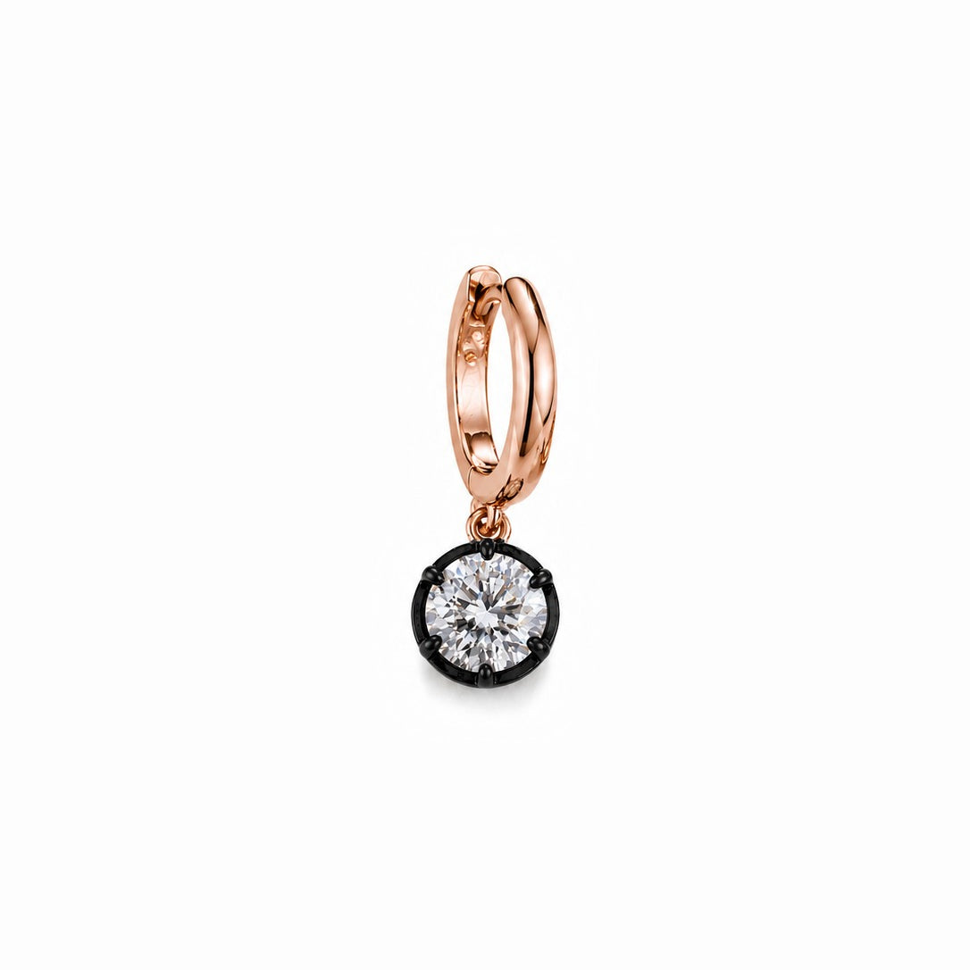 MIDNIGHT HUGGIE DIAMOND DROPS - Rose Gold - Single earring