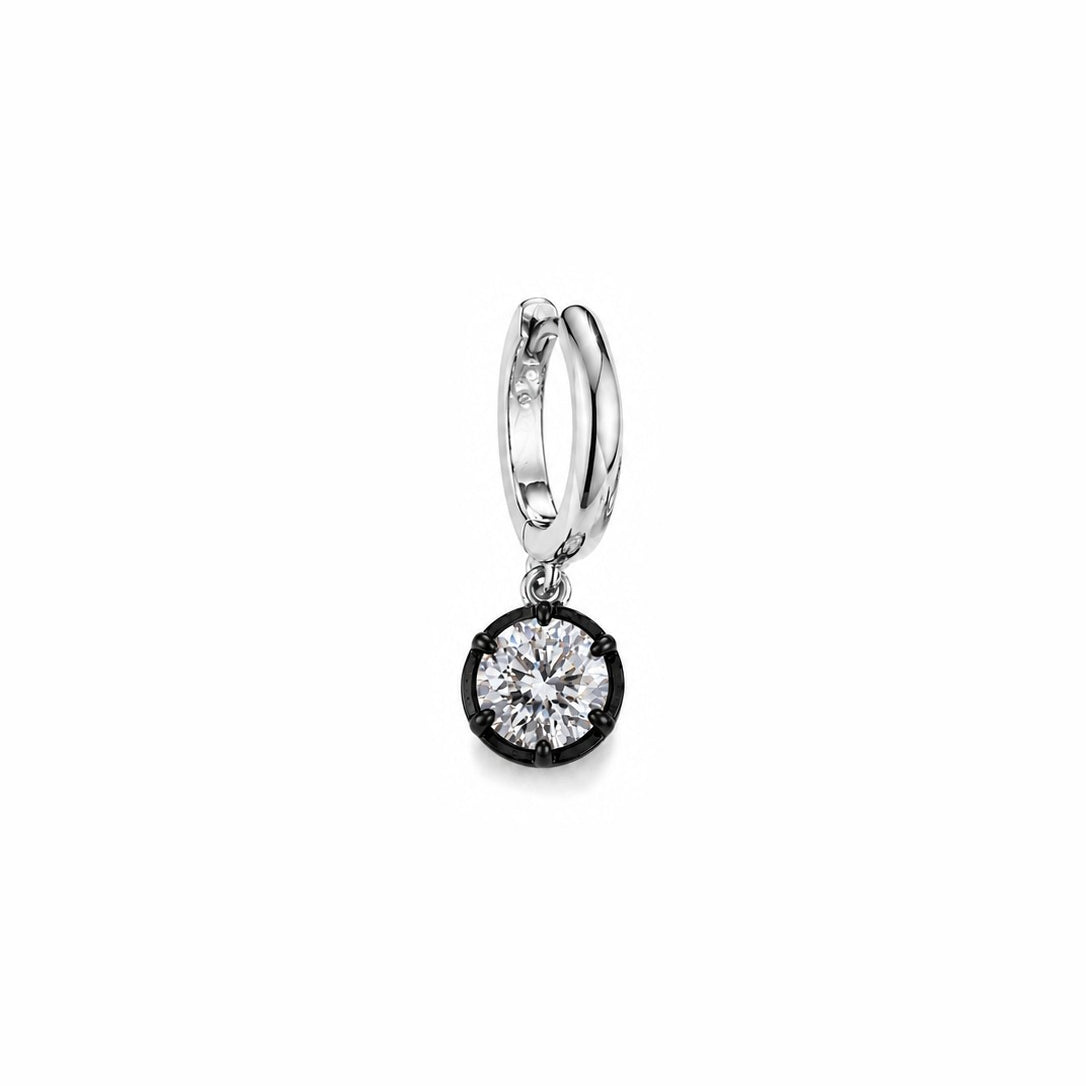 MIDNIGHT HUGGIE DIAMOND DROPS - White Gold - Single earring