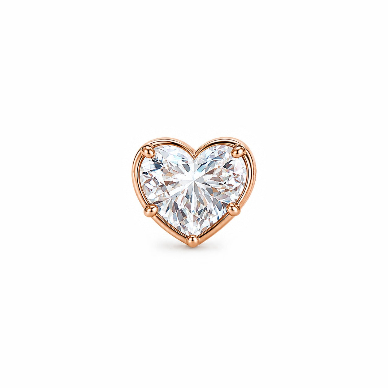 HEART SHAPE DIAMOND BOLD BEZEL STUDS - Rose Gold - Single earring