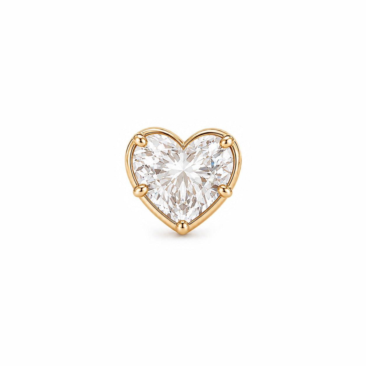 HEART SHAPE DIAMOND BOLD BEZEL STUDS - Yellow Gold - Single earring