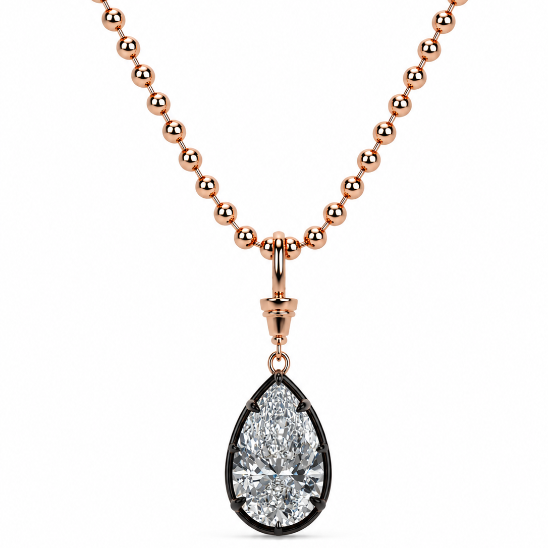 MIDNIGHT LARGE BALL GOLD NECKLACE 7 CARAT LAP DIAMOND DROP