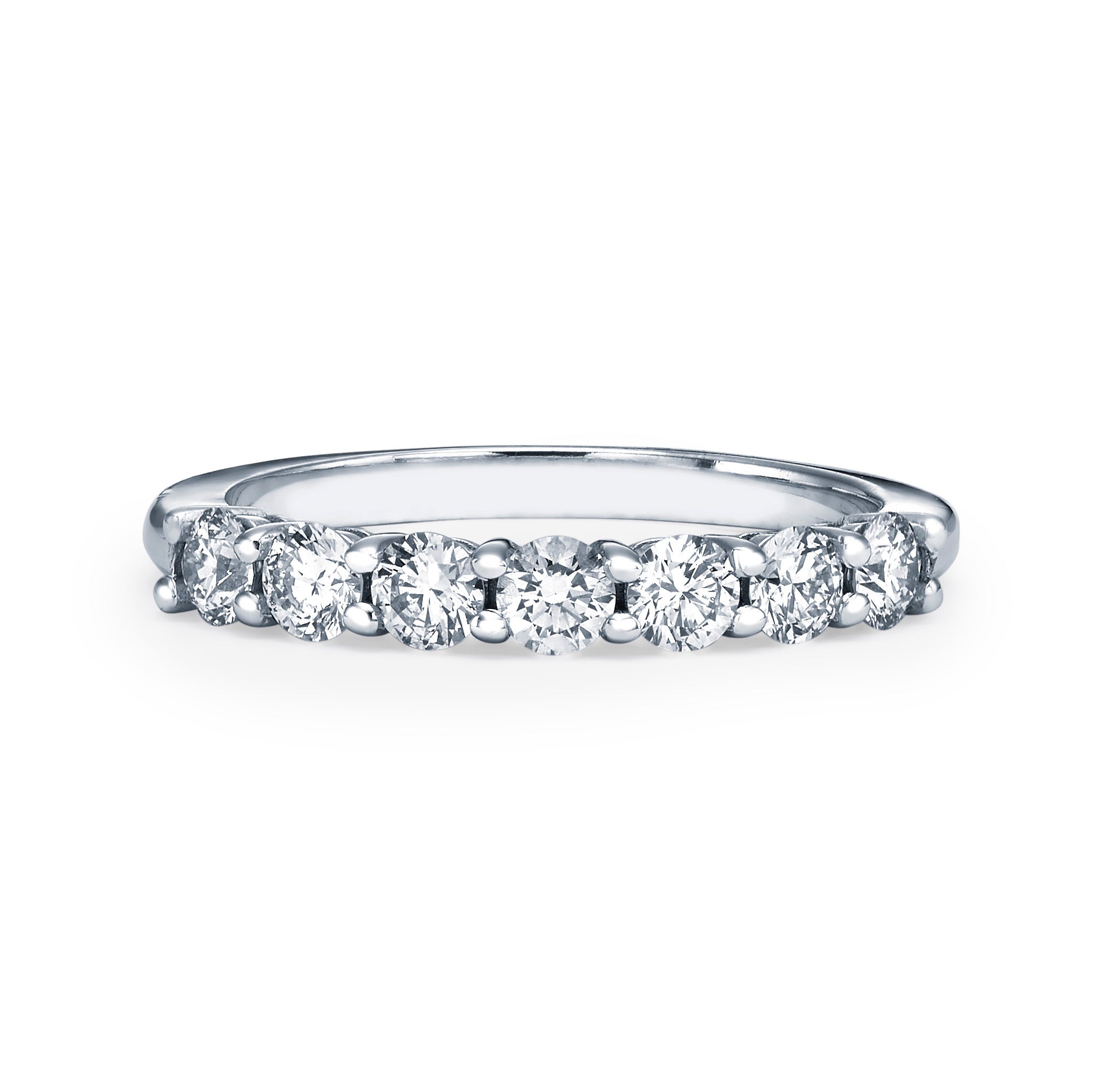 0.72CTS ROUND DIAMOND HALFWAY RING -SEVEN DIAMONDS 0.10CT EACH