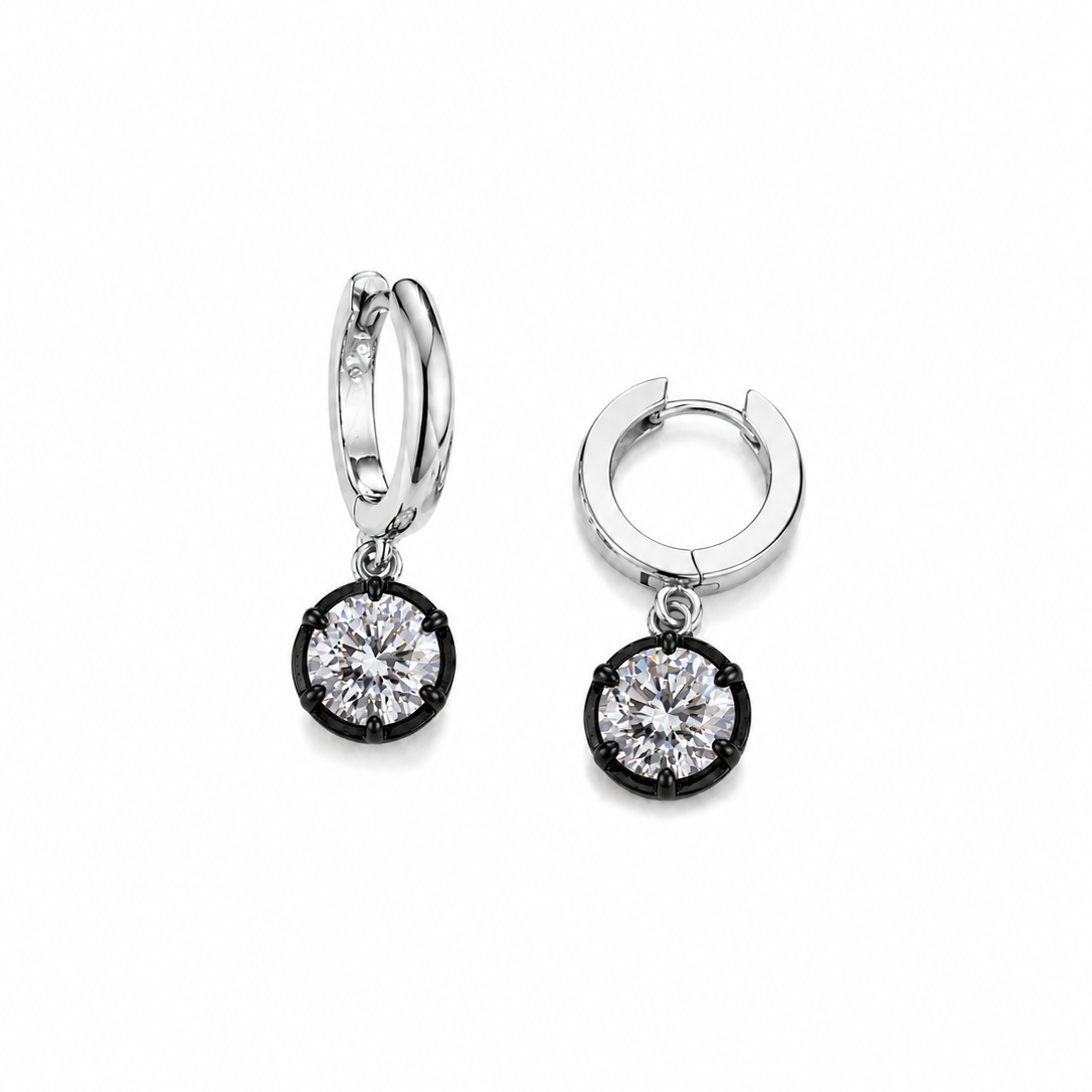 MIDNIGHT HUGGIE DIAMOND DROPS