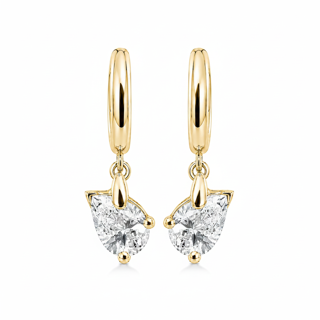 SIDEWAY PEAR CUT DIAMOND DROP HUGGIES
