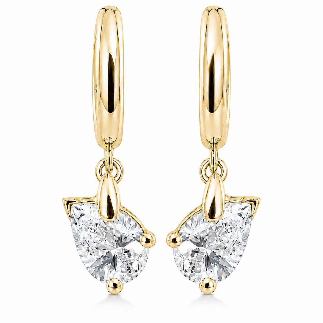 SIDEWAY PEAR CUT DIAMOND DROP HUGGIES