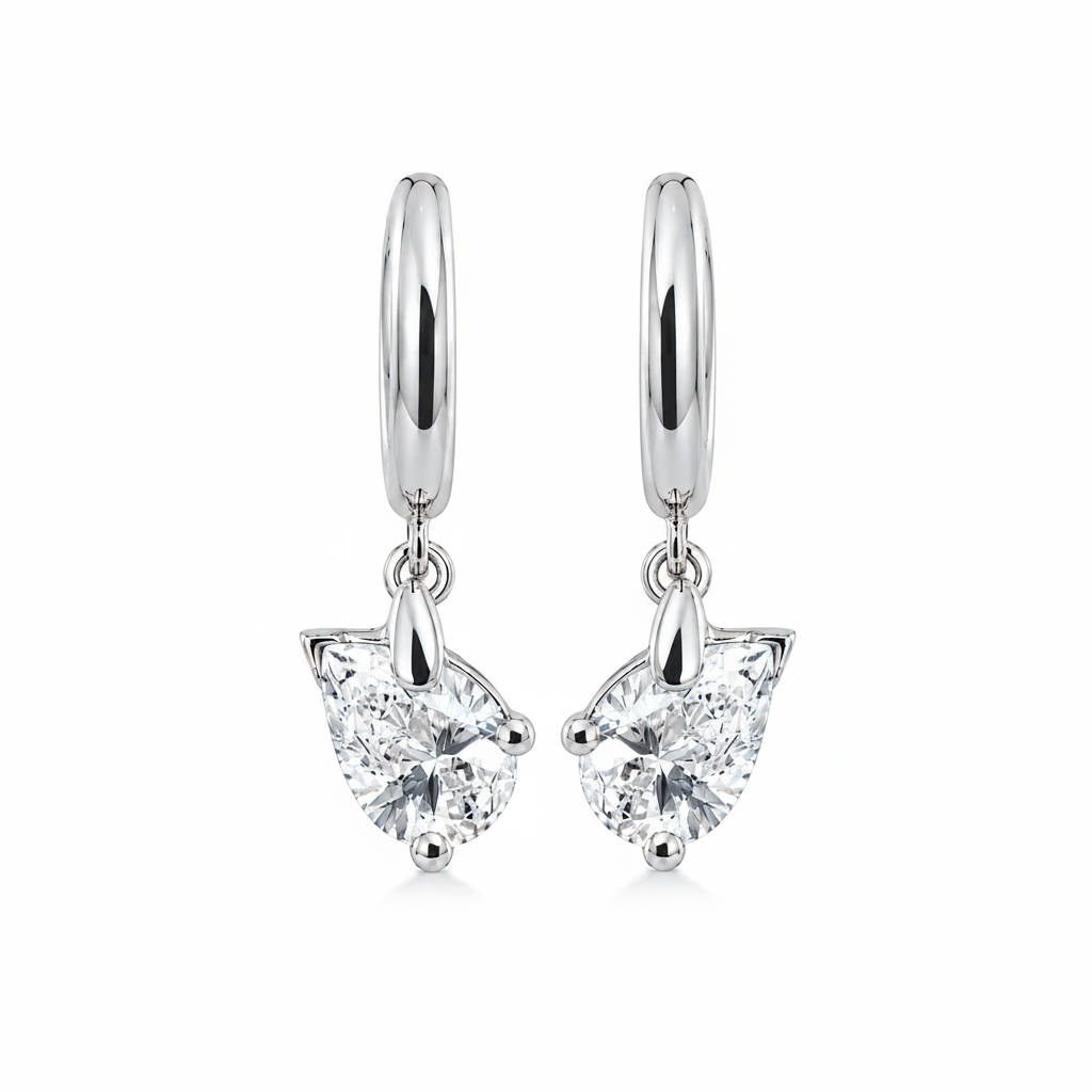 SIDEWAY PEAR CUT DIAMOND DROP HUGGIES